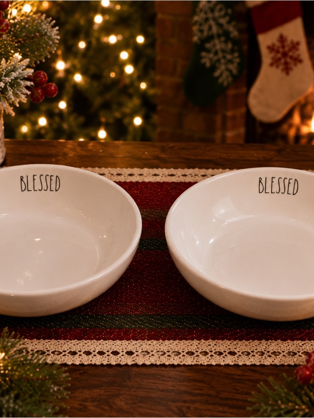 Rae Dunn White 'Blessed' Ceramic Bowls - Set of 2